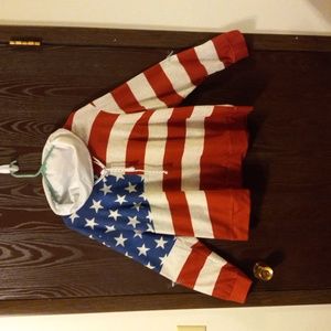 Unbranded 2X stars and stripes flag sweat shirt. Long sleeves and cowl collar